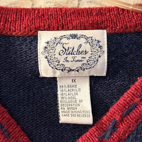 Stitches in Time Vintage Handcrafted Christmas Mittens Cardigan – Women’s 1X – - Picture 6 of 10